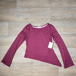 Electric Behavior NWT Asymmetrical Polka Dot Top - Berry